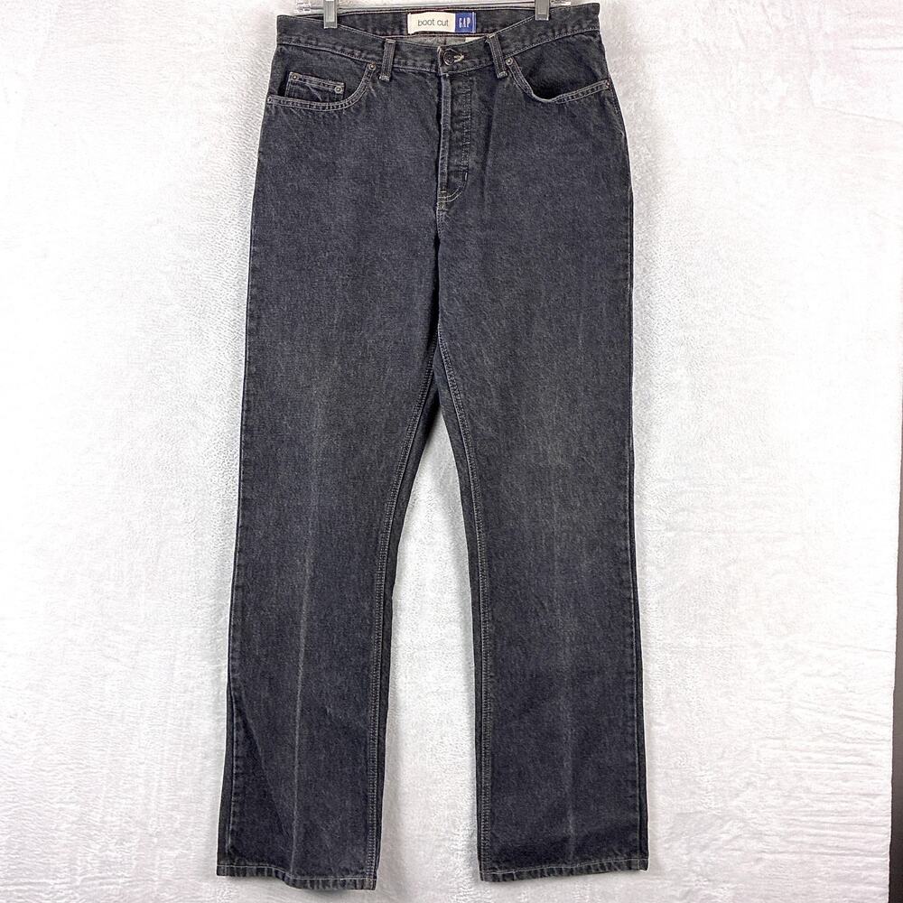 VTG Gap Jeans Womens 12 Long Black Boot Cut Button Fly Classic Preppy Y2K USA